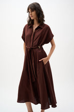Load image into Gallery viewer, Joseph Ribkoff Linen Blend Fit And Flare Shirt Dress With Sash
